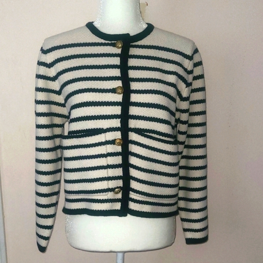 Moon River Navy Stripped Cardigan